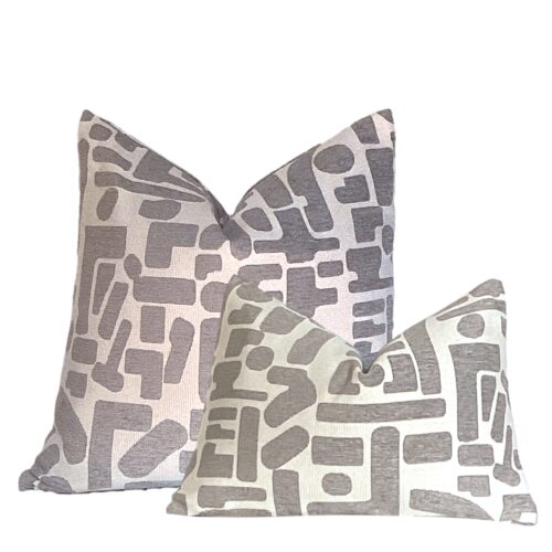 Carver Grey and Cream Geometric Pillow Cover